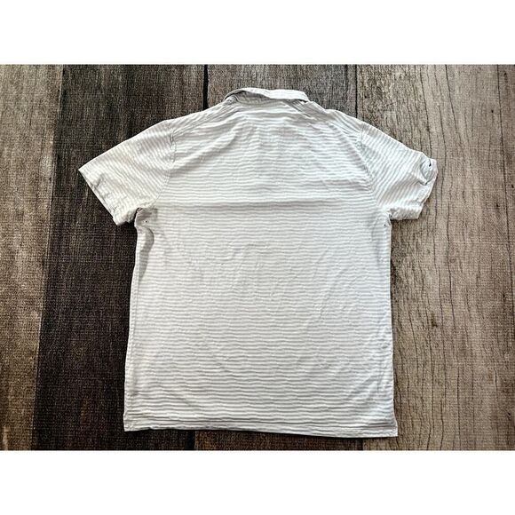 Nike Golf Dri Fit Striped White Grey Polo Shirt Men's Large Dri-Fit Golfing - Picture 6 of 9